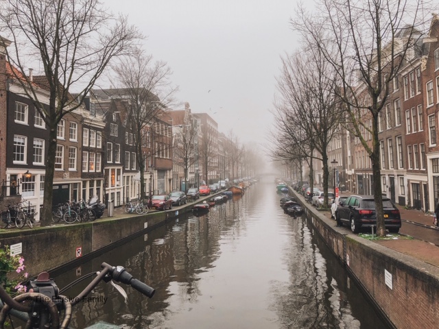 Gorgeous river in Amsterdam during the winter time