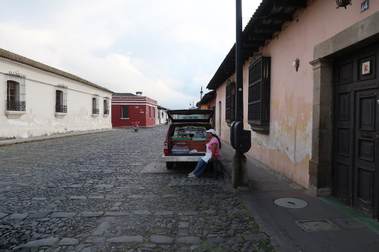 Street with a truck waiting there in Guatemala